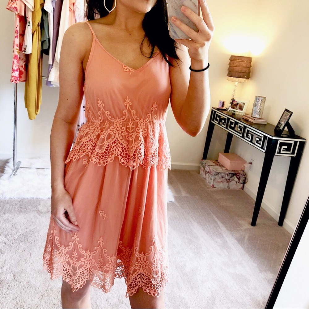Umgee Peach Lace Dress